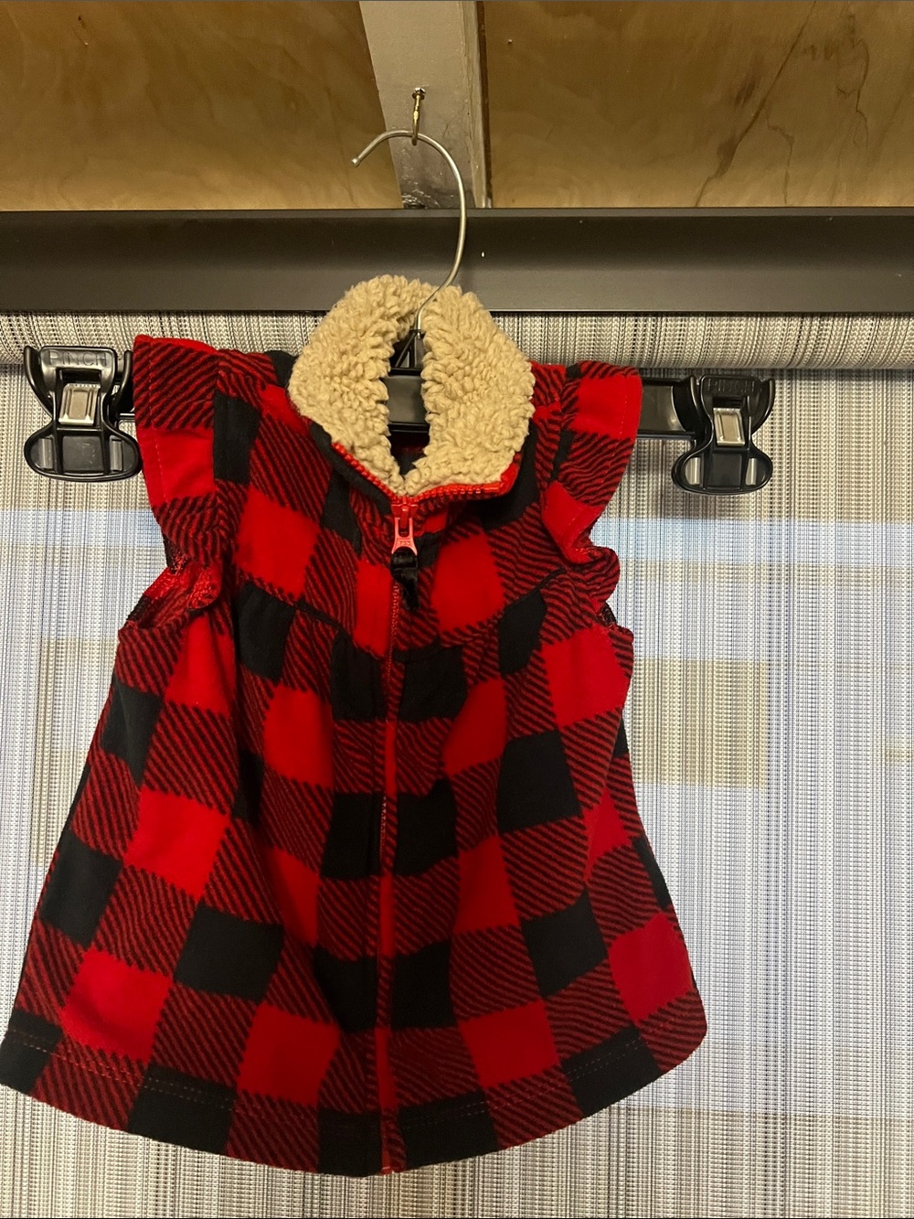 Carter's Red and Black Buffalo Plaid Sherpa Collar Vest